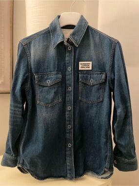 Burberry Blue Washed Denim Shirt Jacket